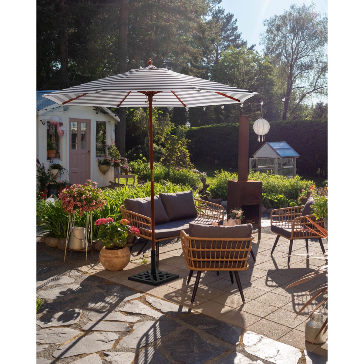 Parasol ogrodowy 260 cm FERENTILLO Czarny/ biały