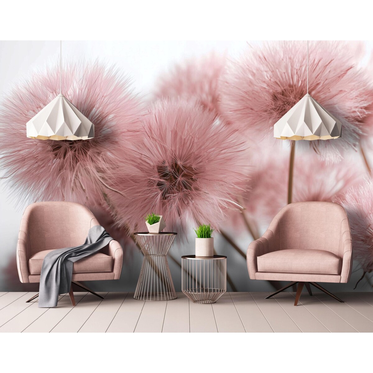 Fototapeta Do Sypialni Salonu Na Flizelinie Dmuchawce Natura Różowy 300x210