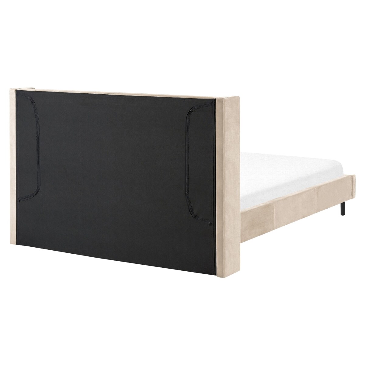 Łóżko welurowe 160 x 200 cm beżowe VILLETTE