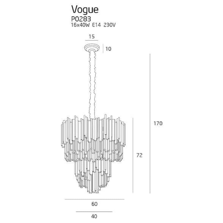 LAMPA wisząca VOGUE P0283 Maxlight glamour OPRAWA kryształowa zwis sople crystal złote przezroczyste
