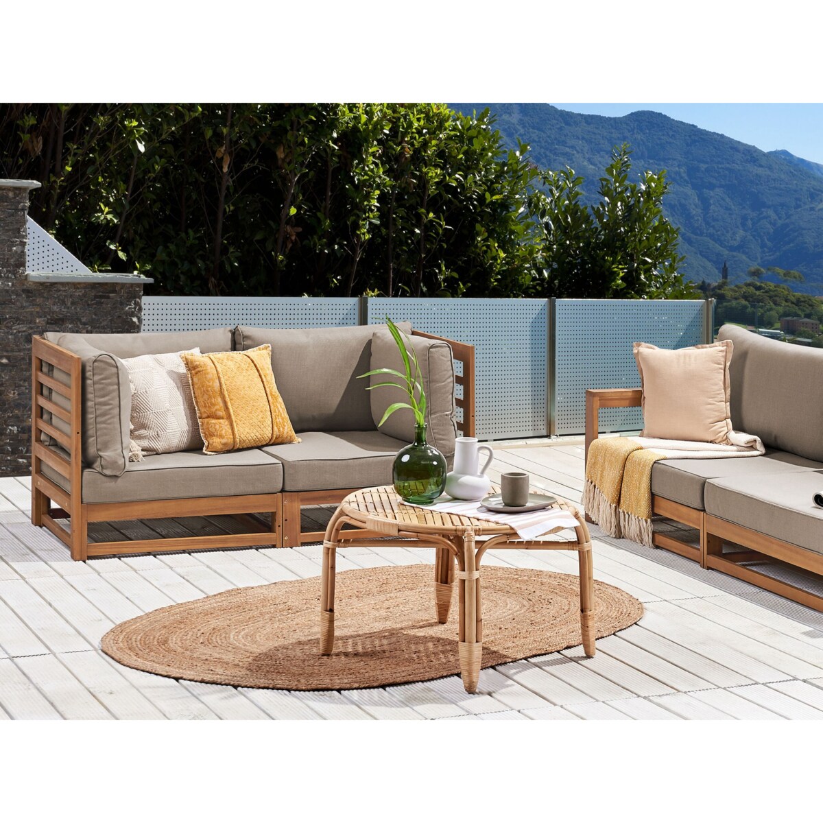 Sofa ogrodowa z certyfikowanego drewna 2-osobowa jasna TRANI