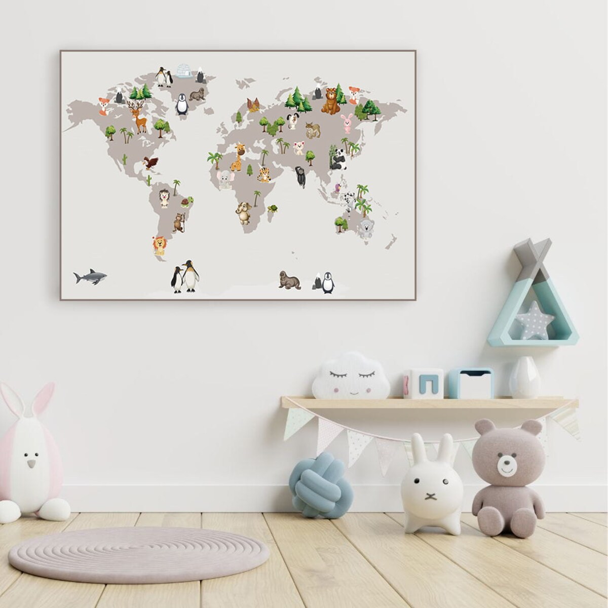 plakat mapa świata zwierzaki 2 50x70 cm