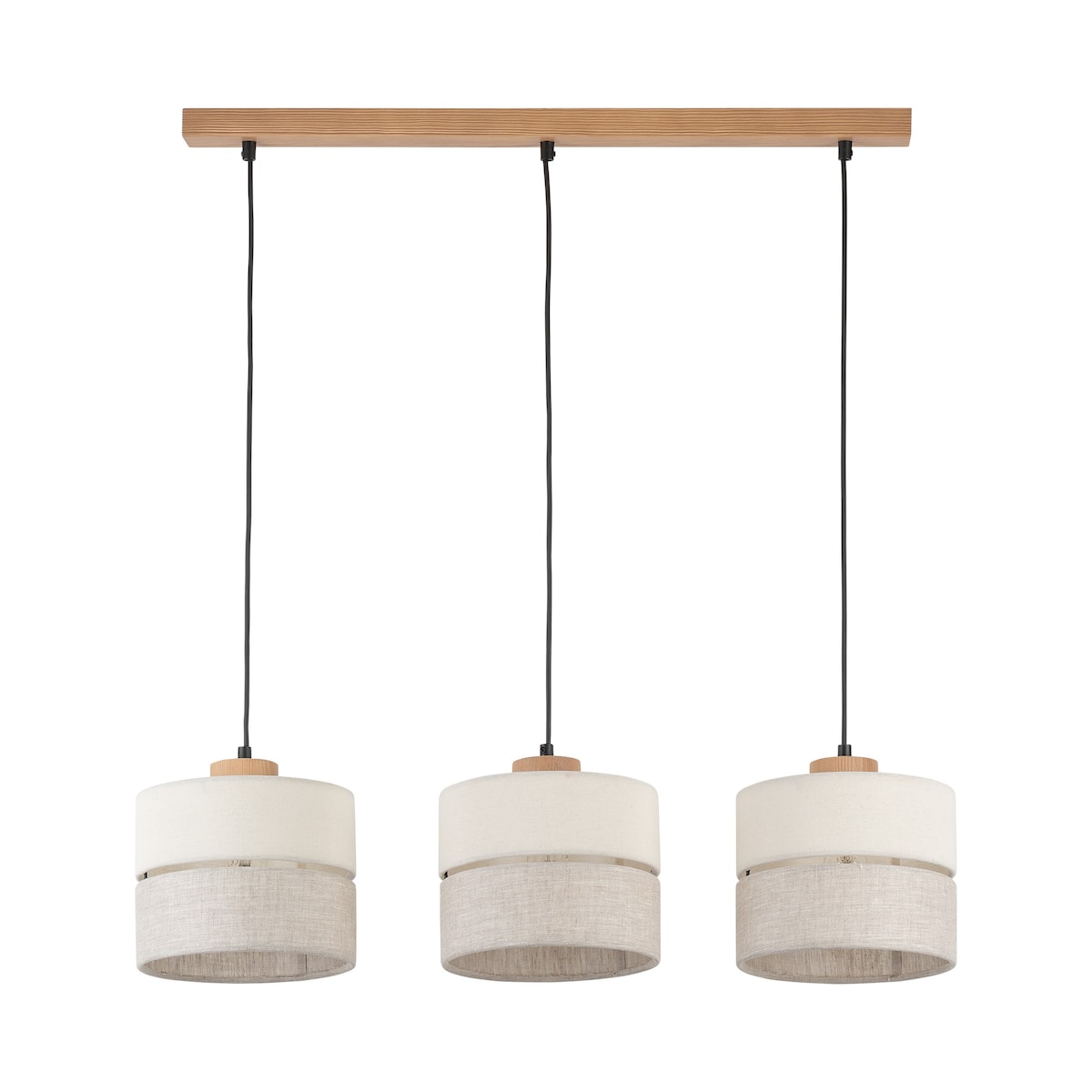 Lampa wisząca TK Lighting ECO 5771 3xE27 szaro-beżowa drewno metal abażur do salonu jadalni