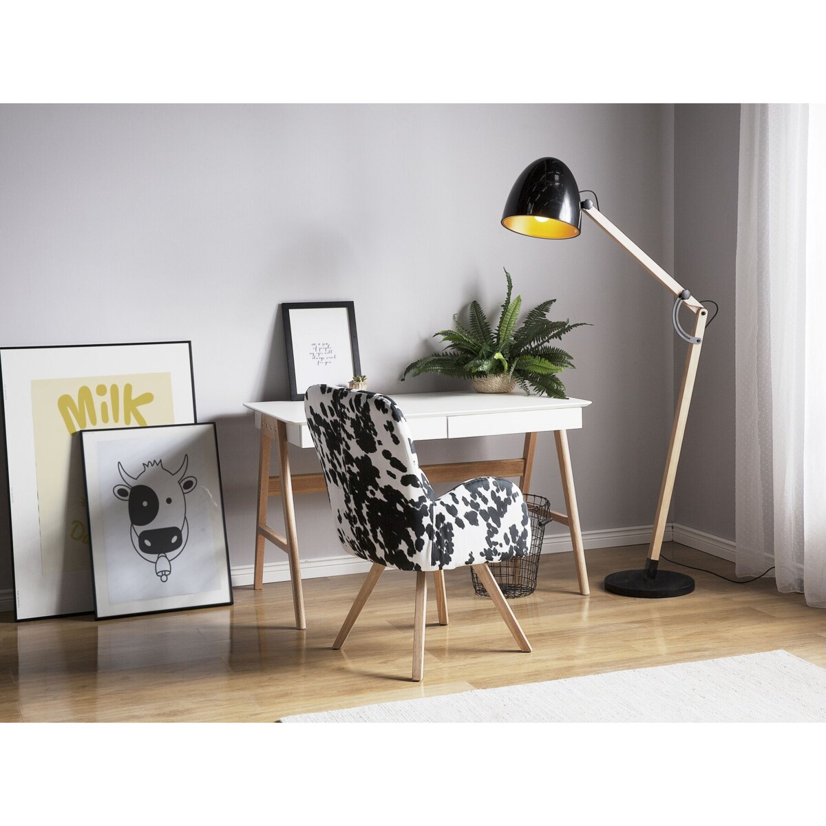 Lampa podłogowa regulowana drewniana czarna HETTON