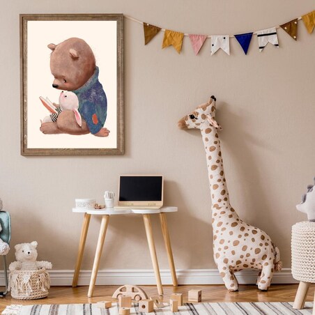 Poster Story, Plakat, Obraz - Miś i Zajączek na Dobranoc, wymiary 21 x 30 cm