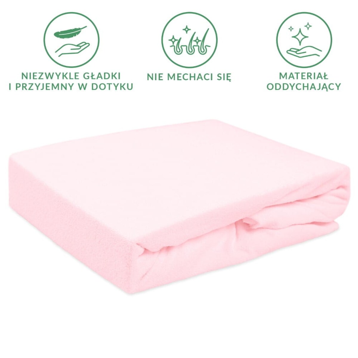 Prześcieradło z bawełny frotte z gumką 180x200 kolor róż kwarcowy