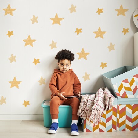 Naklejki Na Ścianę GWIAZDY Żółte Gwiazdeczki Komiks Dla Dzieci ZESTAW 120x60cm
