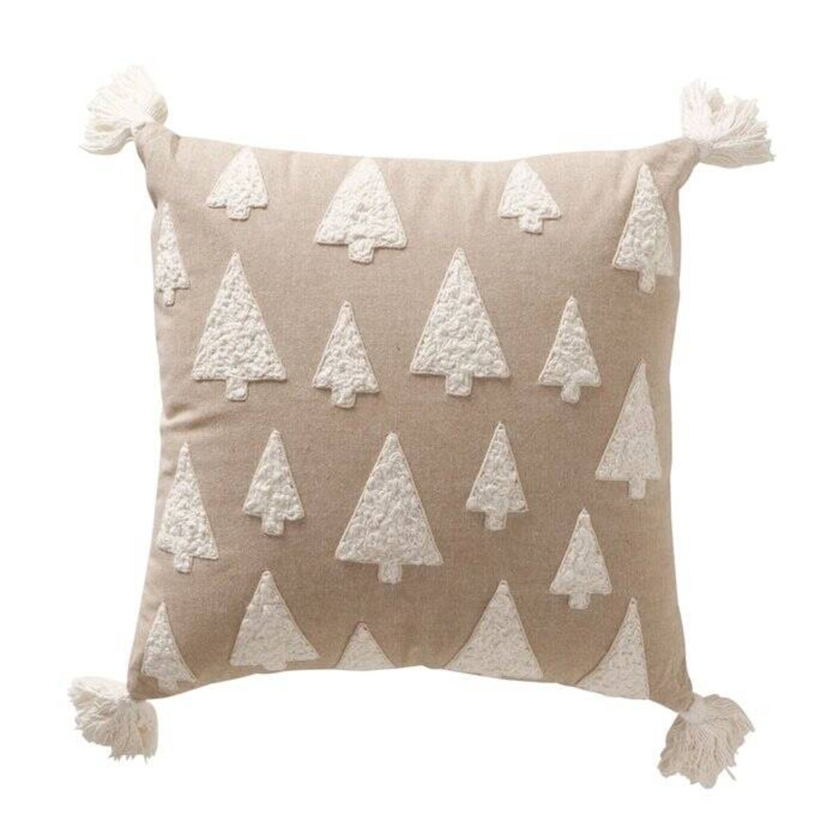Poduszka dekoracyjna z wyszytymi choinkami i chwostami TAMMO, 40 x 40 cm