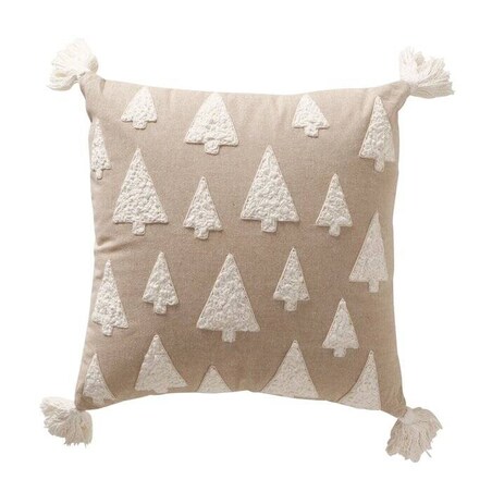 Poduszka dekoracyjna z wyszytymi choinkami i chwostami TAMMO, 40 x 40 cm