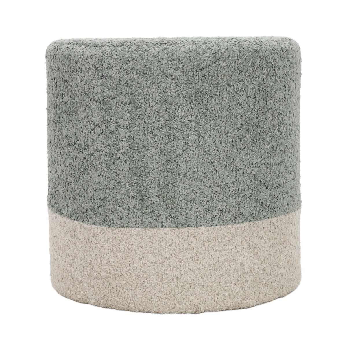 Pufa okrągła tapicerowana w dwóch kolorach boucle, Ø 35 x 34 cm