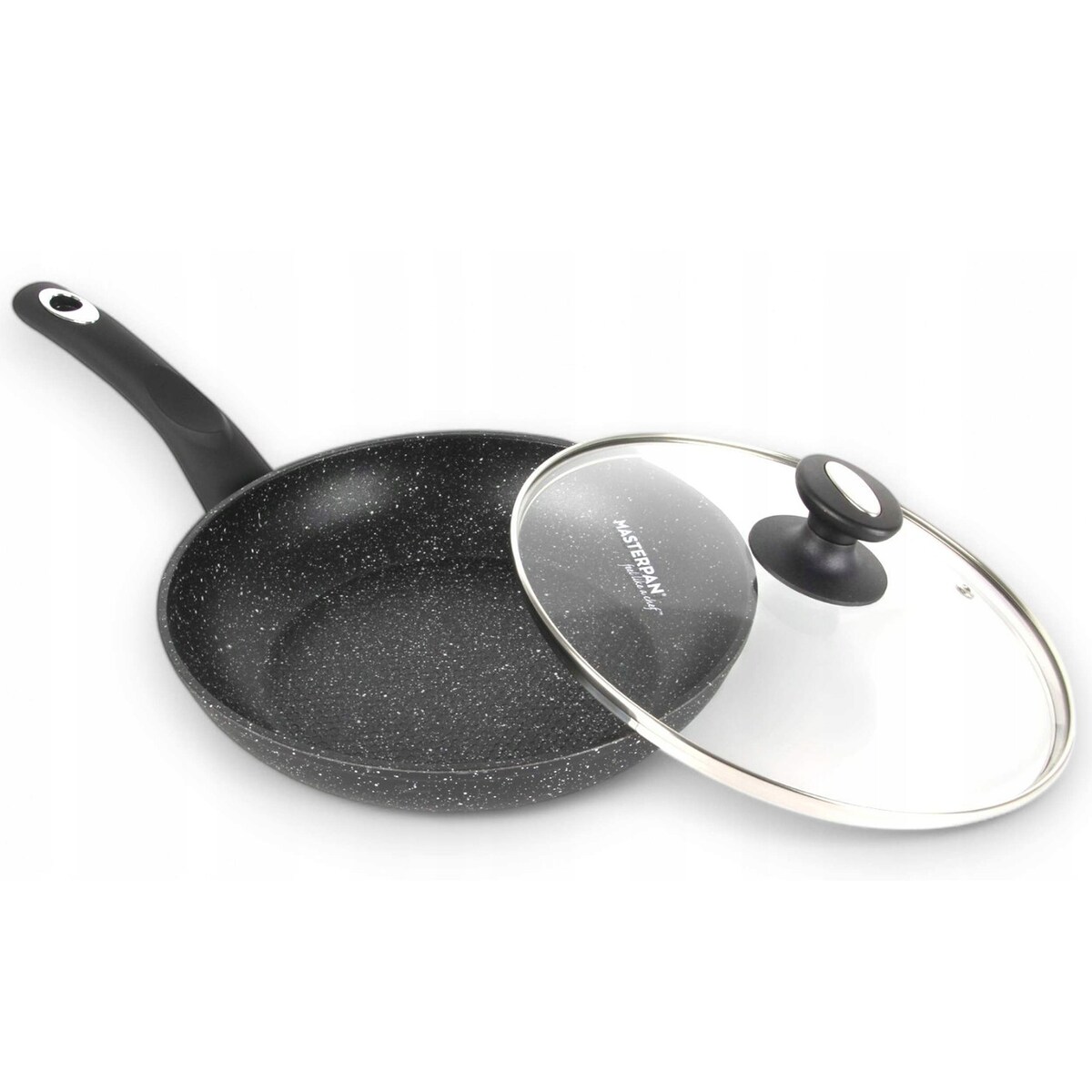 Patelnia Granitowa Pokrywka 24 Cm Plaster Miodu Indukcja Gaz 1.6L Wysoka 5.0