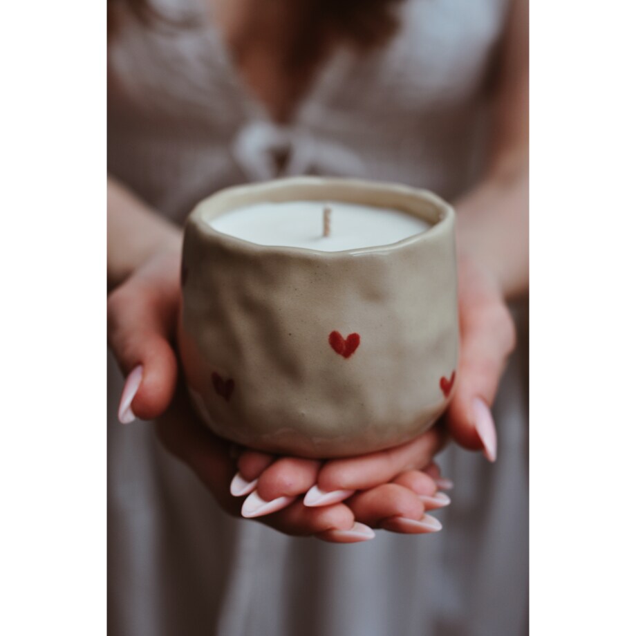 Świeca sojowa CZARKA SERDUSZKA 250 ml NATURALNA
