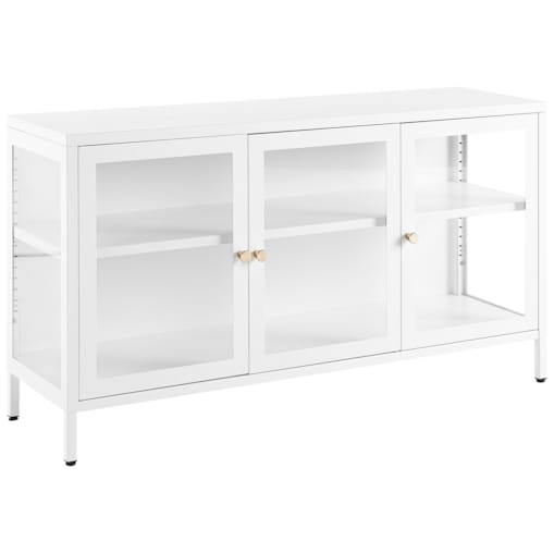 Szafka trzydrzwiowa metalowa ze szklaną gablotą biała NEWPORT