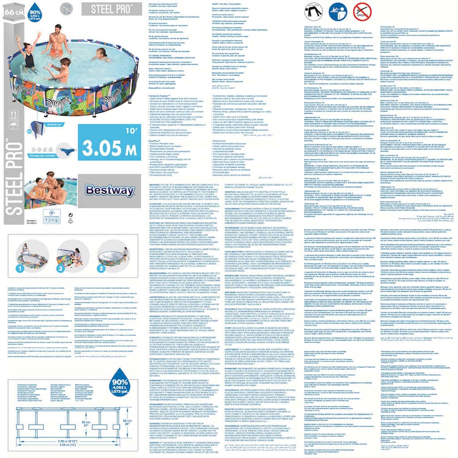 Bestway Basen Steel Pro ze stelażem, 305 x 66 cm