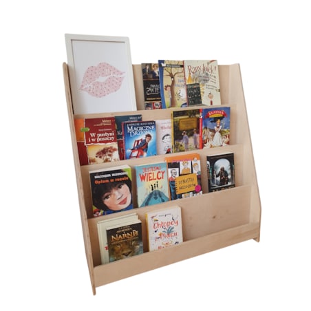 BIBLIOTECZKA DREWNIANA STOJĄCA NA KSIĄŻKI
