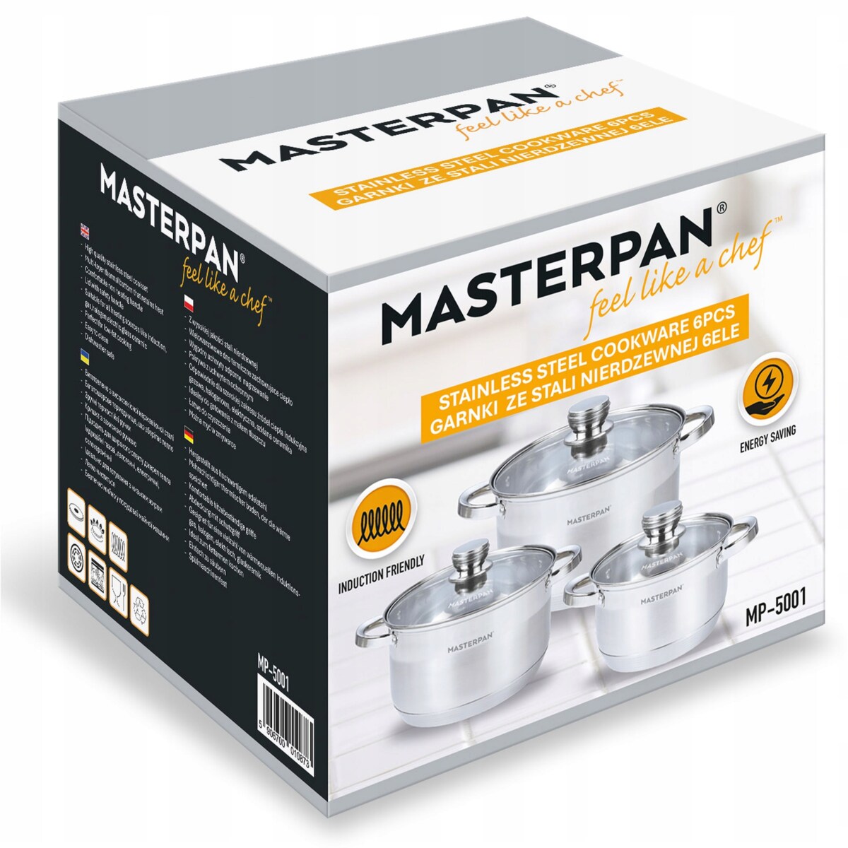 Komplet Zestaw Garnków Ze Stali Nierdzewnej Indukcja Gaz 6 El. Dno 7 Warstw