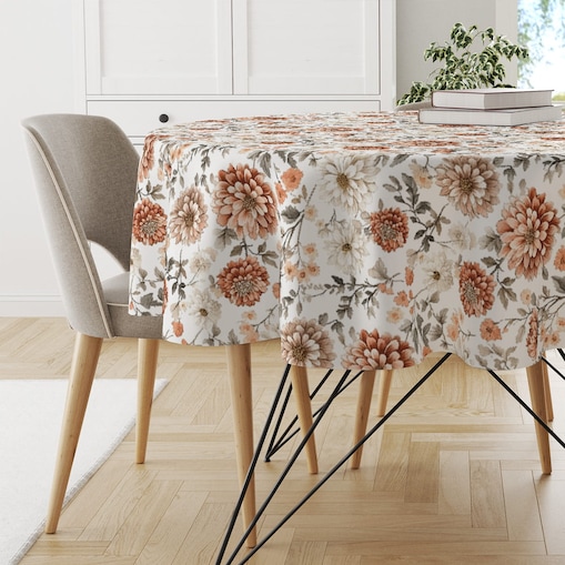 Obrus okrągły FLORAL wzór F43 | dalie - średnica 150 cm