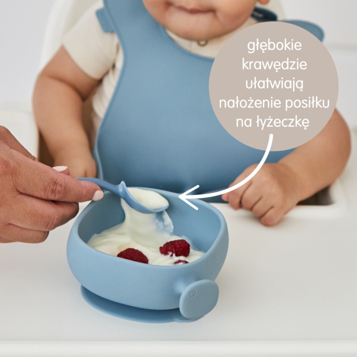 Miseczka z przyssawką i pokrywką silikonowa dla dzieci 6m+ błękitna b.box