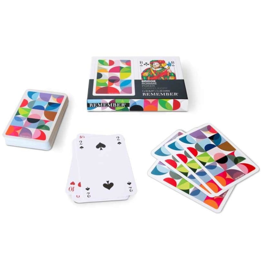 Karty do gry o niespotykanym wzorze, podwójna talia z jokerami do różnych wariantów rozgrywki, REMEMBER