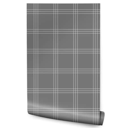 Tapeta w Szarą KRATKĘ Nowoczesny Wzór Do Salonu