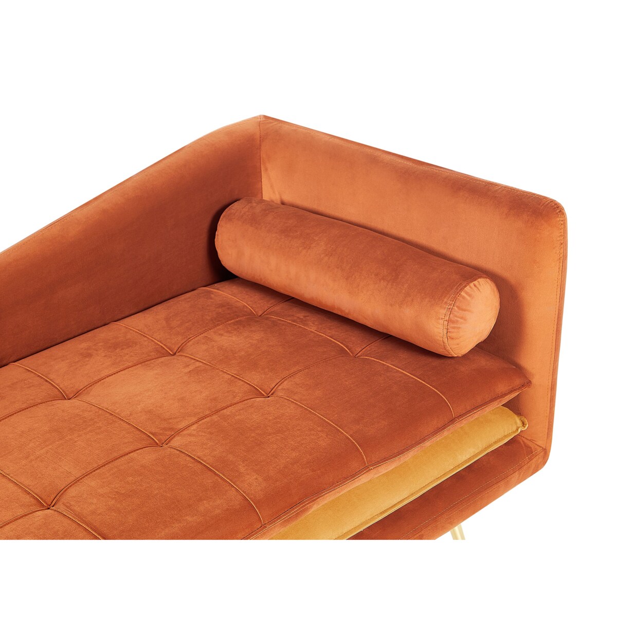 Szezlong welurowy prawostronny pomarańczowy GONESSE