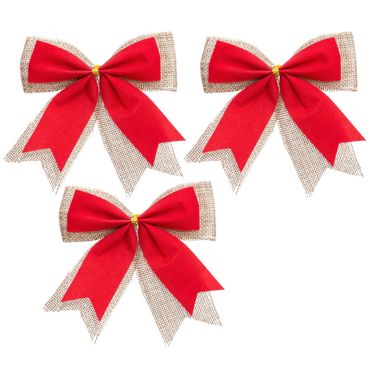 Kokardy ozdobne z juty i poliestru, 10 x 12 cm, 3 szt.