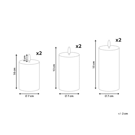 Zestaw 6 świec LED BRAISE 10/13/15 cm Beżowy