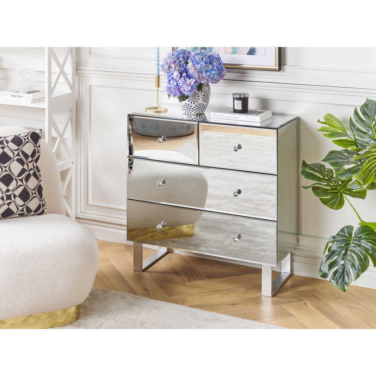 Komoda lustrzana srebrna NESLE