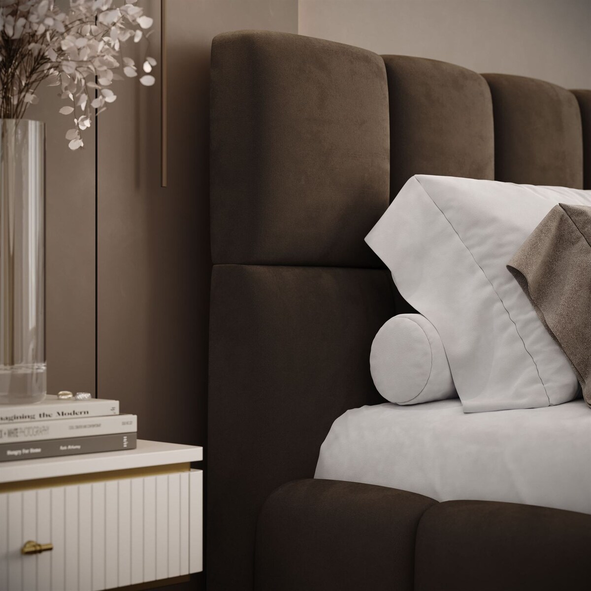 Łóżko tapicerowane VENEZIA, pojemnik na pościel, stelaż 34, 140x200, Royal Velvet 196