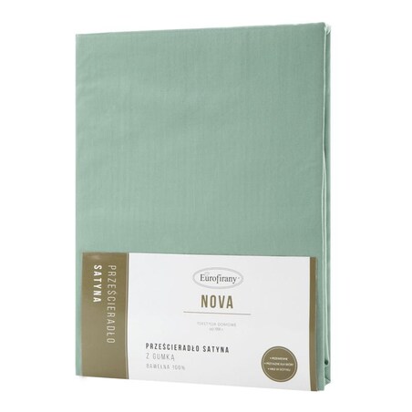 Miękkie Prześcieradło z Gumką Satynowe 160 x 200 miętowe Satyna Bawełna