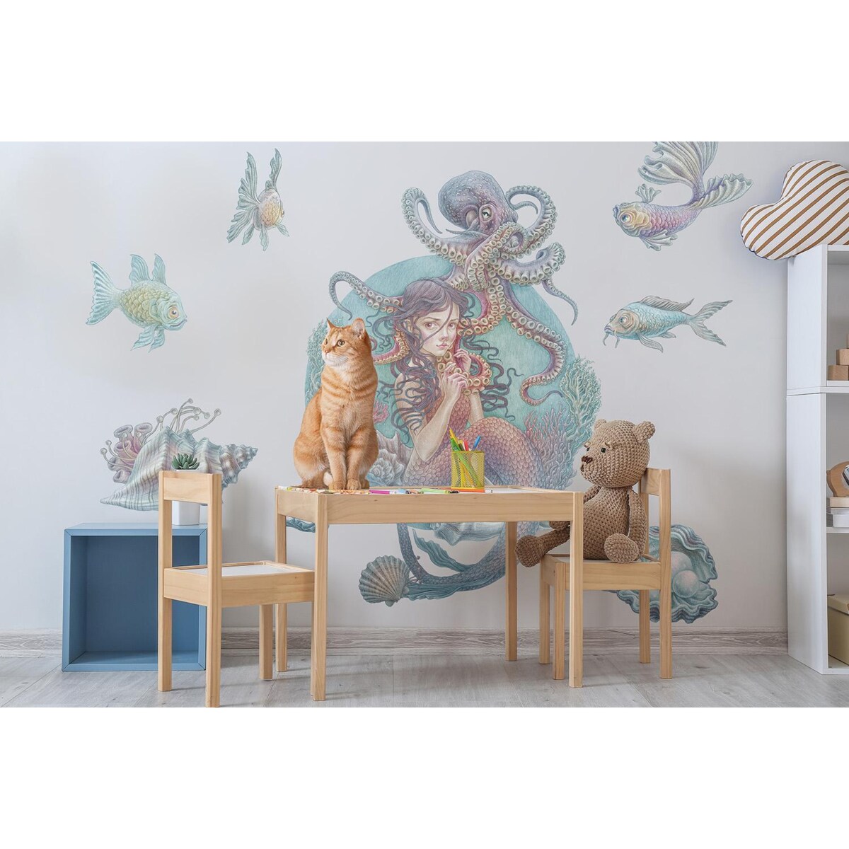 Zestaw naklejek na ścianę, Podwodne syreny, 130cm