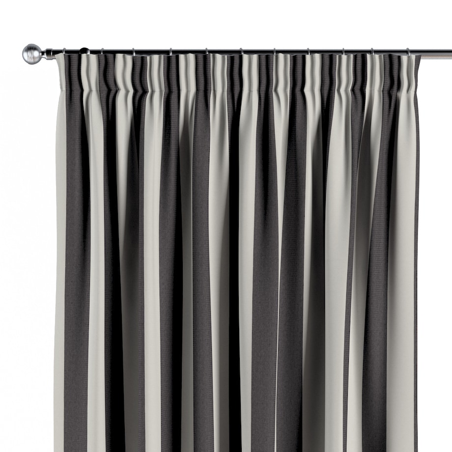 Zasłona na taśmie marszczącej 1 szt. 130x245 biało-grafitowe pionowe pasy (5,5cm)
