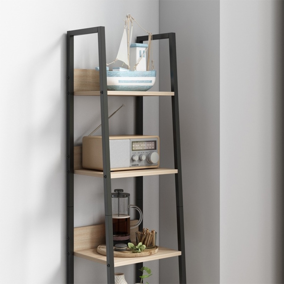 Industrialny wysoki regał stojący jasny brąz 5 półek skandynawski 170 cm