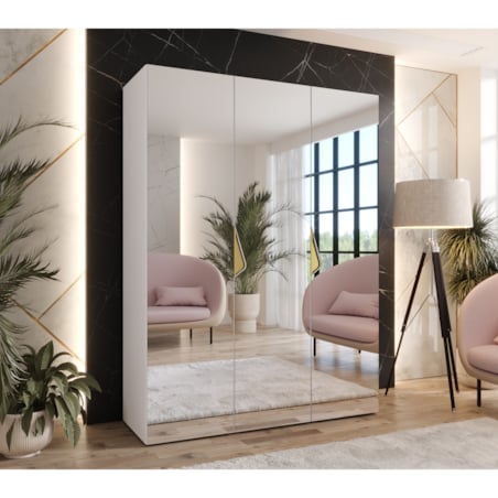 Szafa uchylna z lustrem Sandi 3 150 wys 202 cm Biały + u Złoty