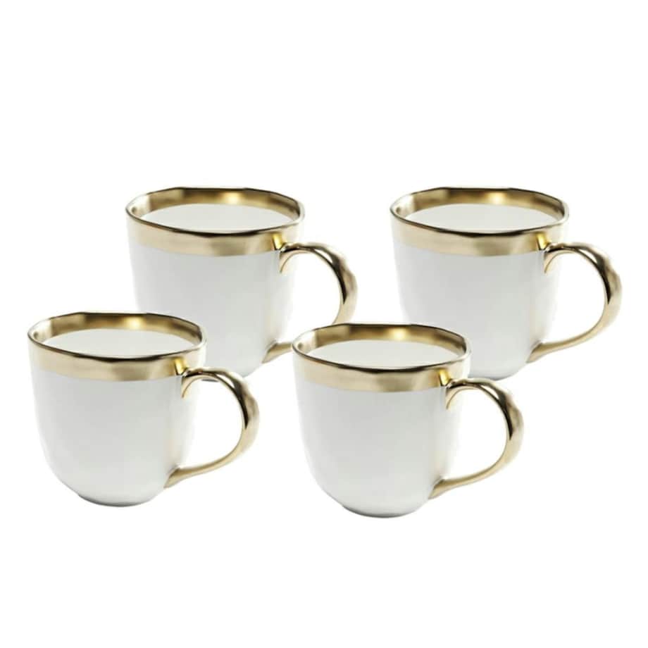KARE komplet 4 kubków BELL biało-złoty