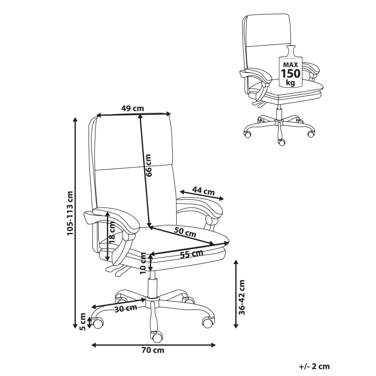 Fotel biurowy SERENE Ekoskóra Brązowy