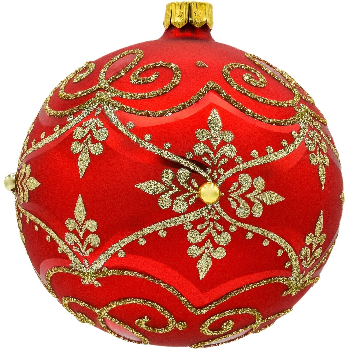 Bombka okrągła z ornamentem: czerwona