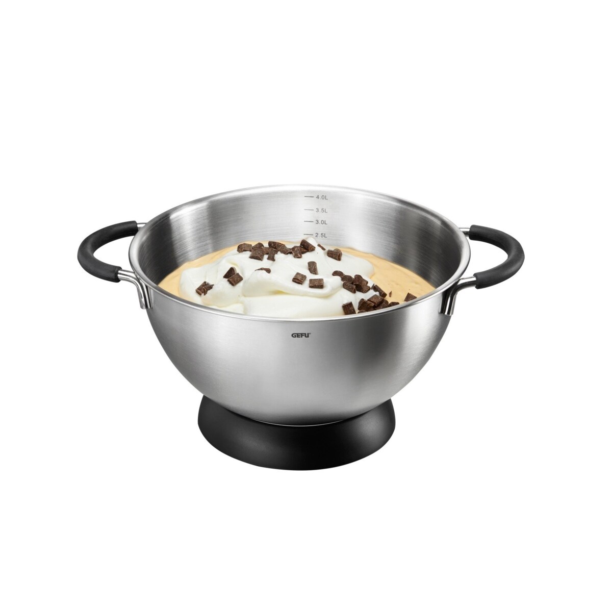 Miska kuchenna z miarką i silikonowymi uchwytami, nowoczesne naczynie do przygotowania i podawania potraw