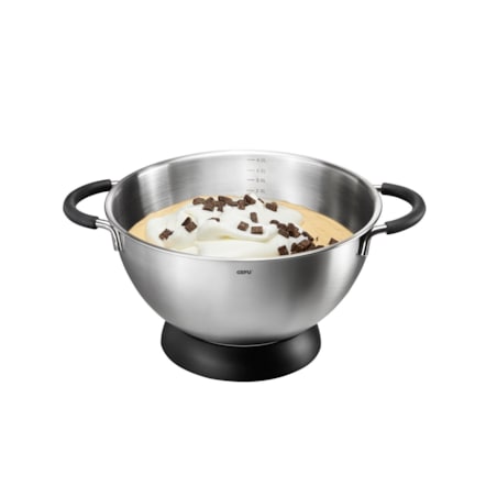 Miska kuchenna z miarką i silikonowymi uchwytami, nowoczesne naczynie do przygotowania i podawania potraw