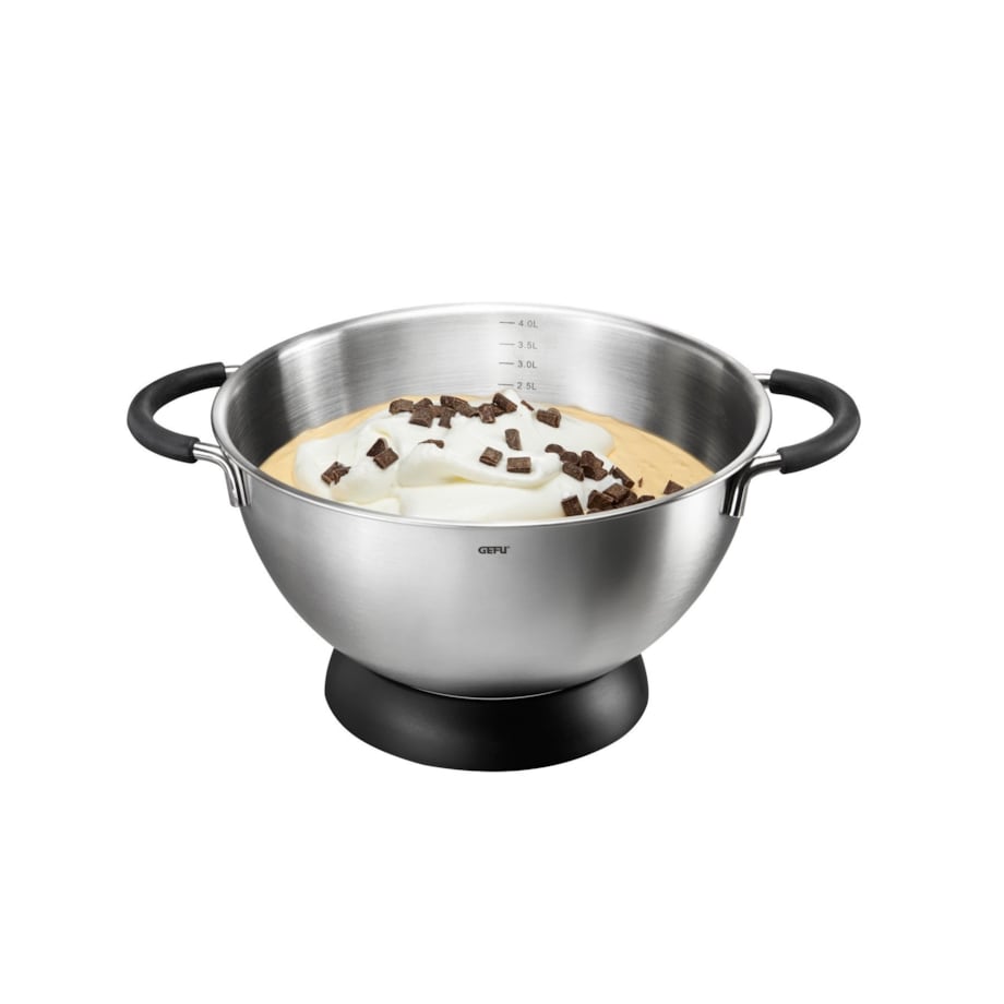 Miska kuchenna z miarką i silikonowymi uchwytami, nowoczesne naczynie do przygotowania i podawania potraw