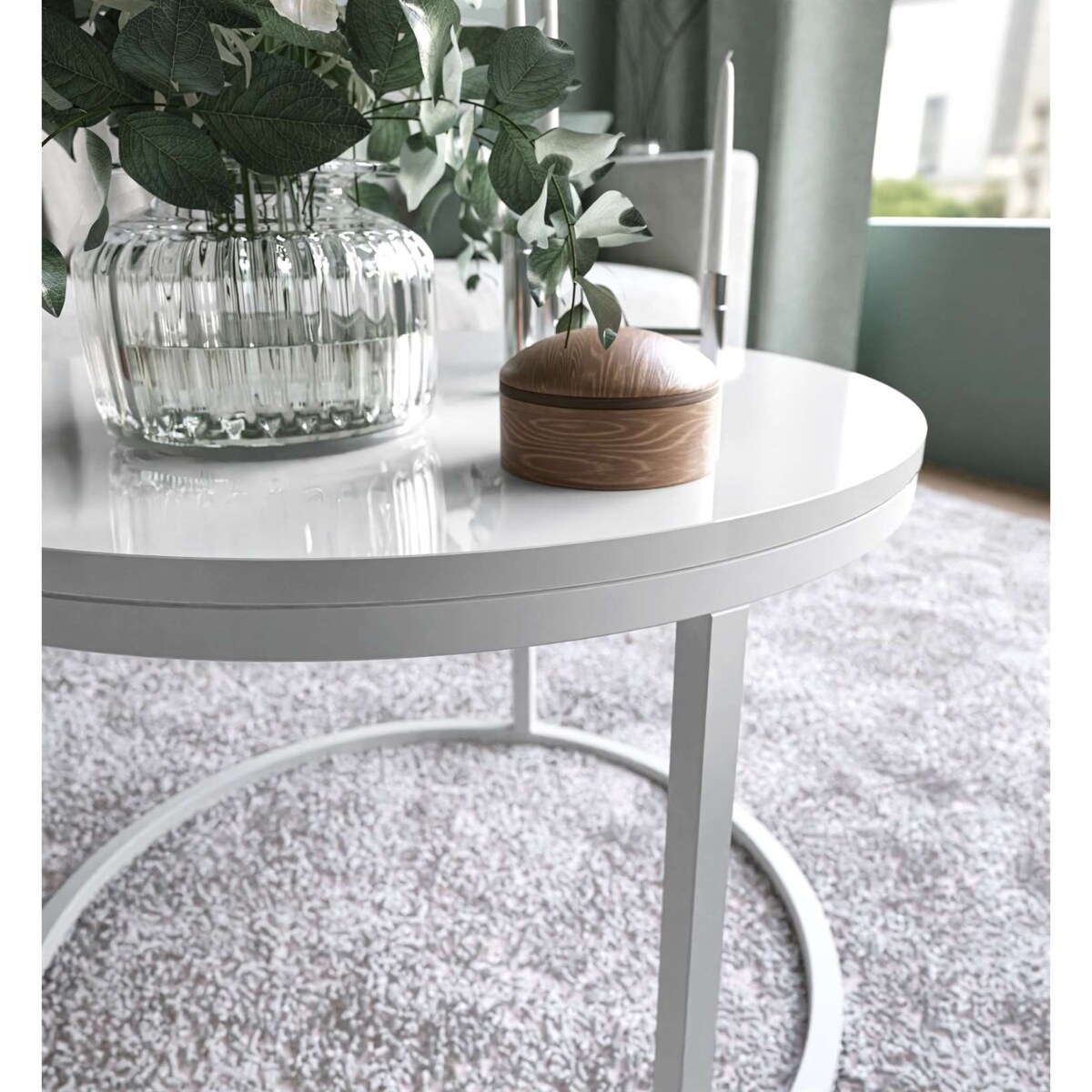 Okrągły stolik kawowy CIRI biały połysk