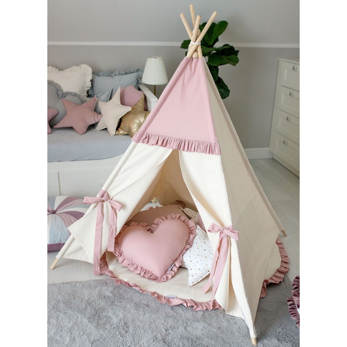 Namiot tipi dla dziewczynki Pink Frill - zestaw 5 el.