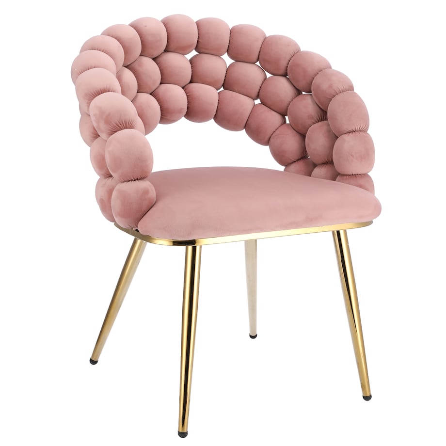 Krzesło welurowe tapicerowane BELLA różowe