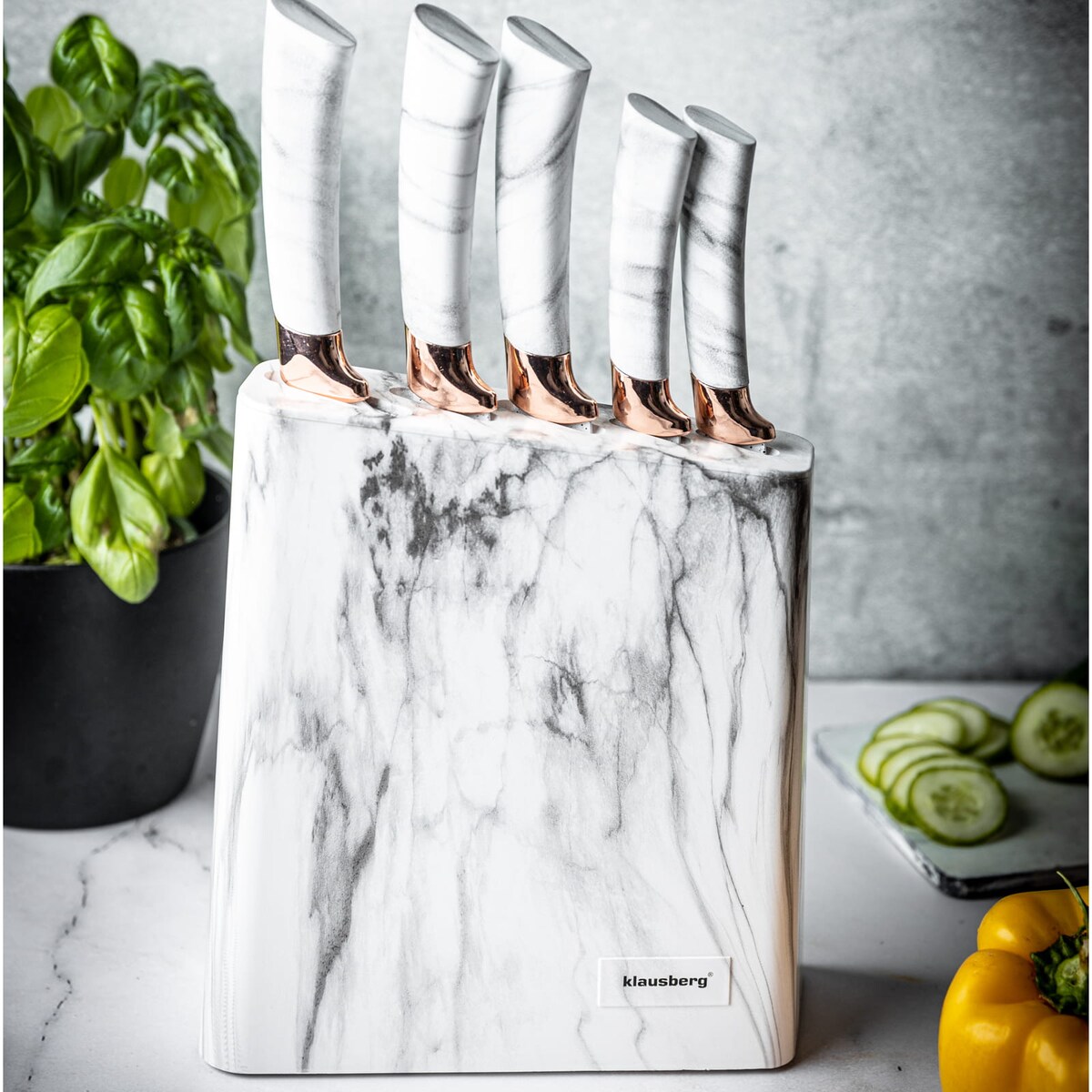 Zestaw noży kuchennych w bloku 5 elementów noże biały KLAUSBERG
