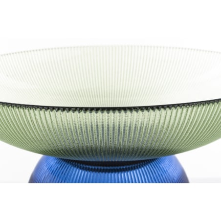 Patera szklana misa 17x35x35 cm LAGOTTO-2 zielona na niebieskiej podstawie