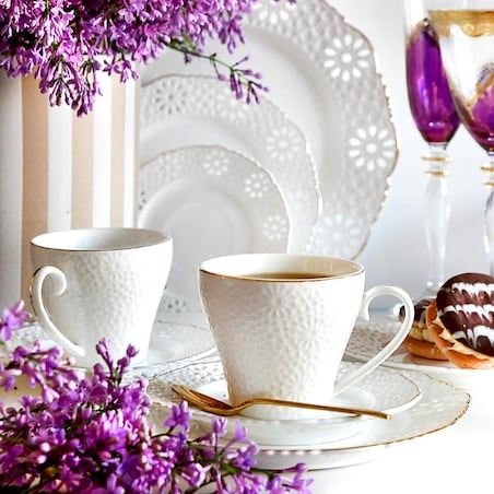 VILLA ITALIA Filiżanka porcelanowa 170 ml ze spodkiem LORETTA