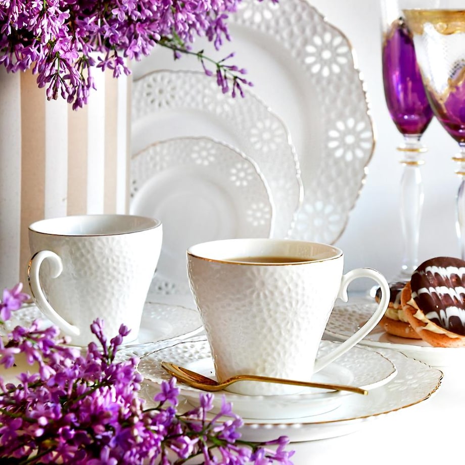 VILLA ITALIA Filiżanka porcelanowa 170 ml ze spodkiem LORETTA