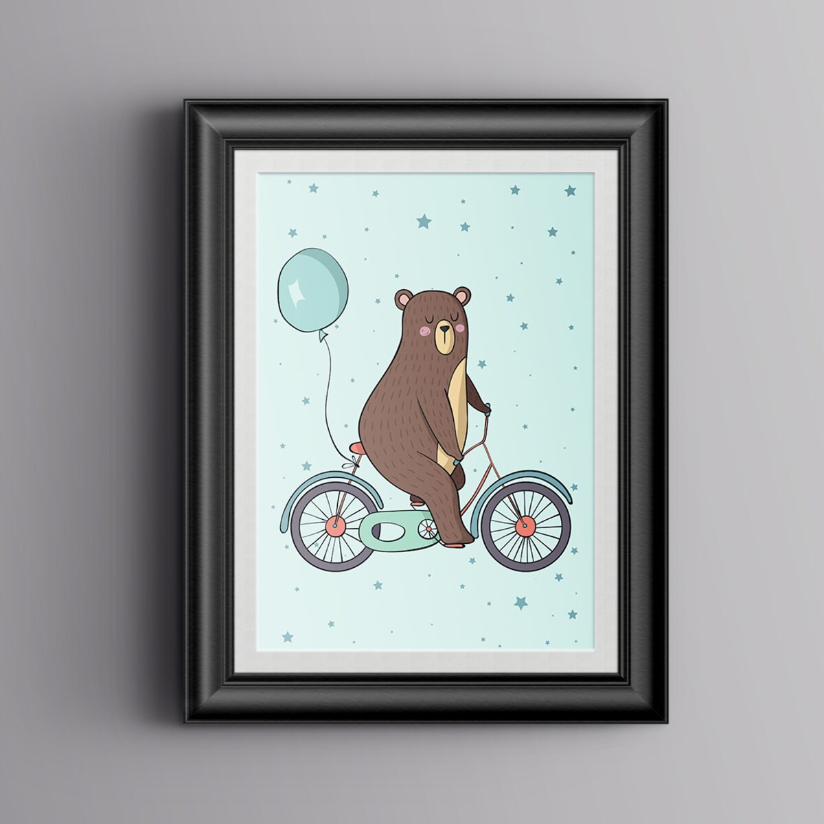 Plakat dla dzieci Miś rower 20x30