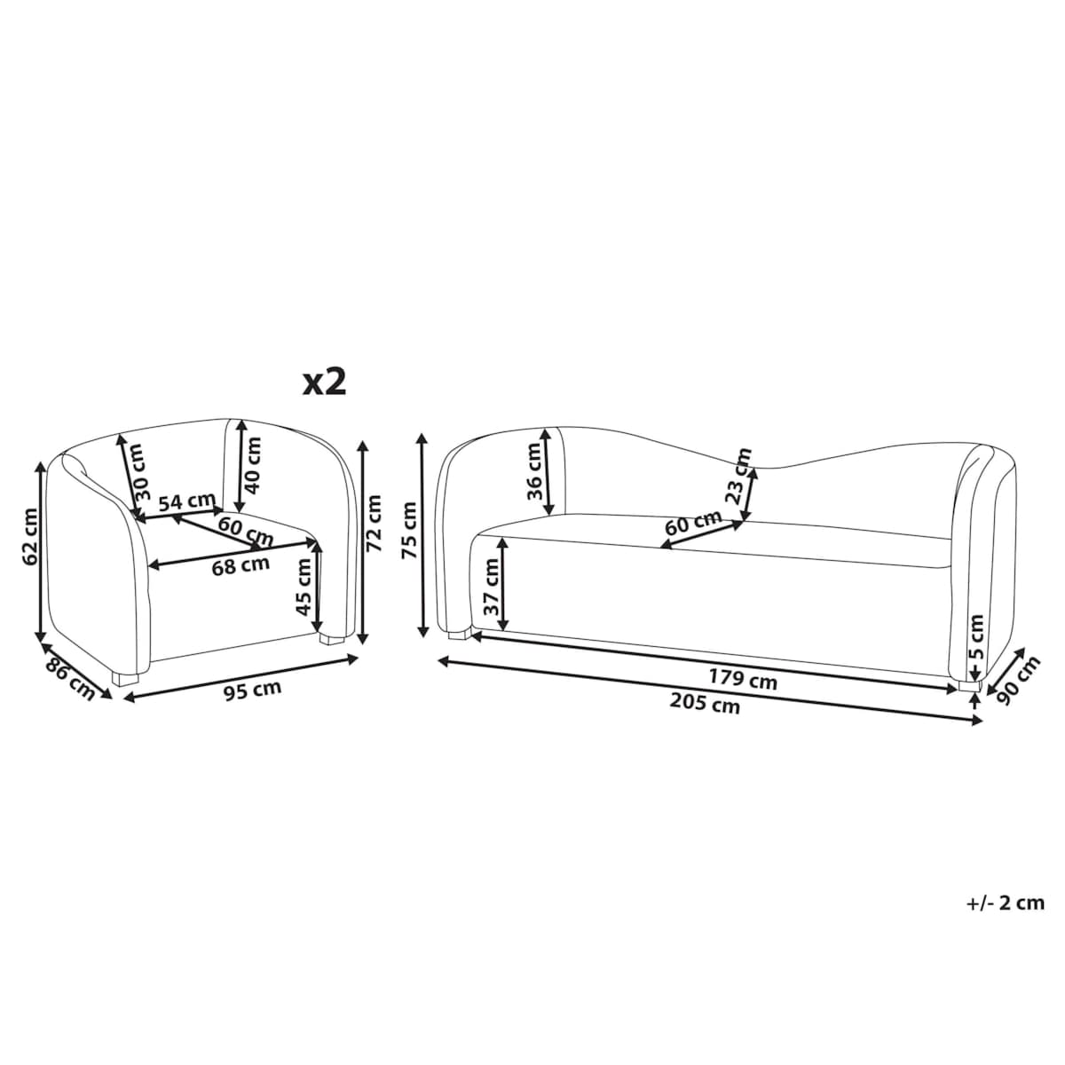 Komplet wypoczynkowy dla 5 osób VELTADA Welur Złamana biel