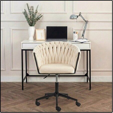 Fotel biurowy obrotowy krzesło biurowe wygodne do biurka regulowany beżowe